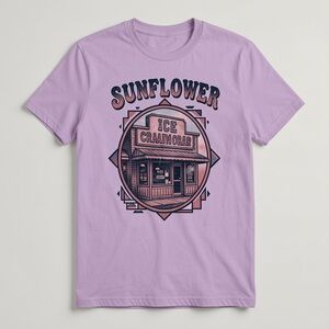Gildan Lavender Sunflower Ice Cream Shop Graphic Tee - Men